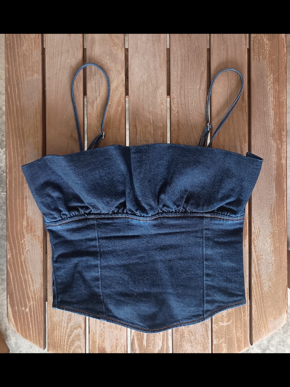 Meshki Cecilia Indigo Blue Denim Frill Corset Top (size M, but runs small) - Picture 10 of 11